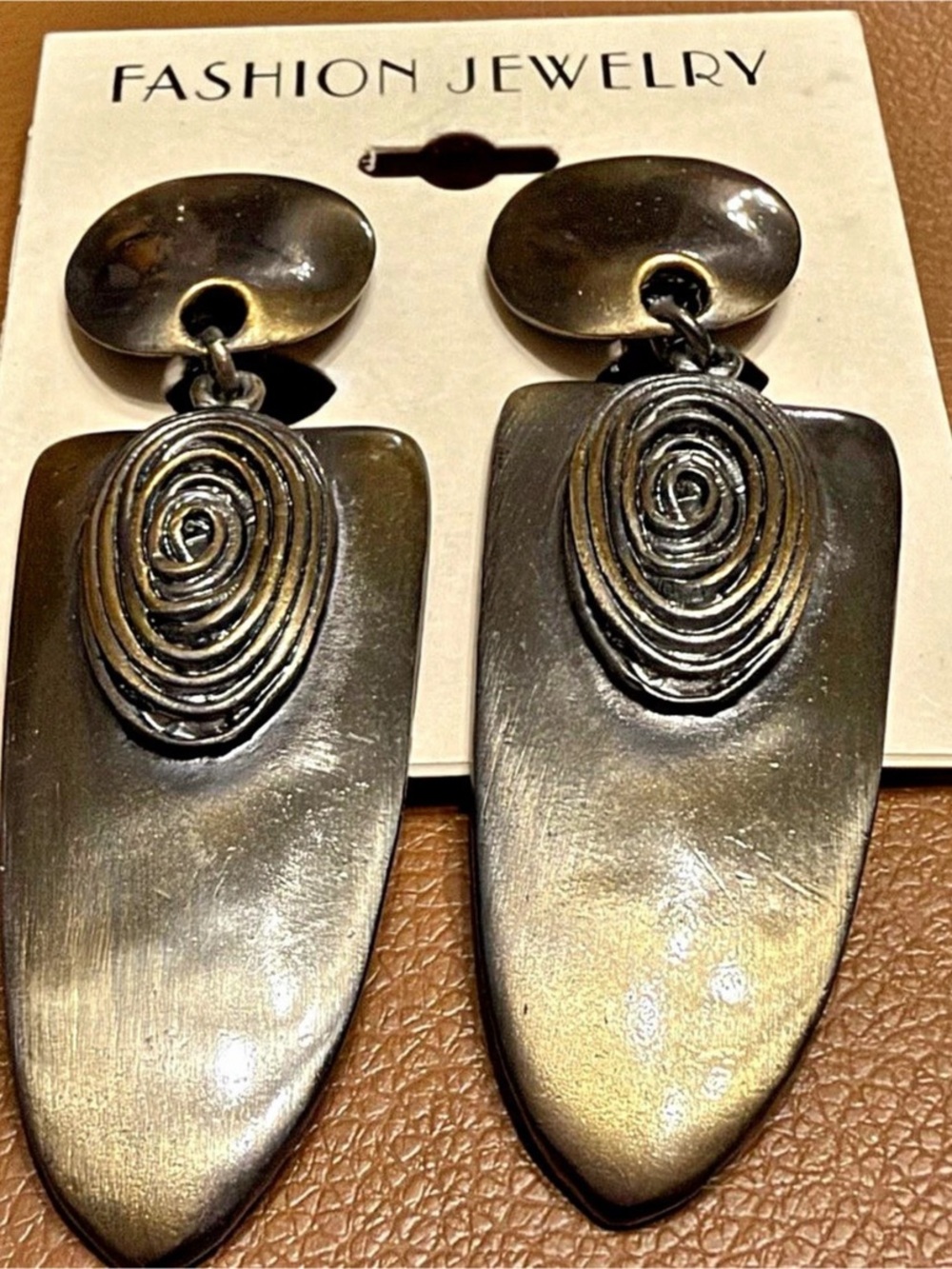 Geometric Dangle Earrings in Black & Gold NWT